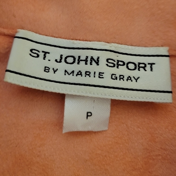 VTG St John Sport by Marie Faux Suede Button Jacket Gold Hardware Pink Orange - Picture 3 of 12